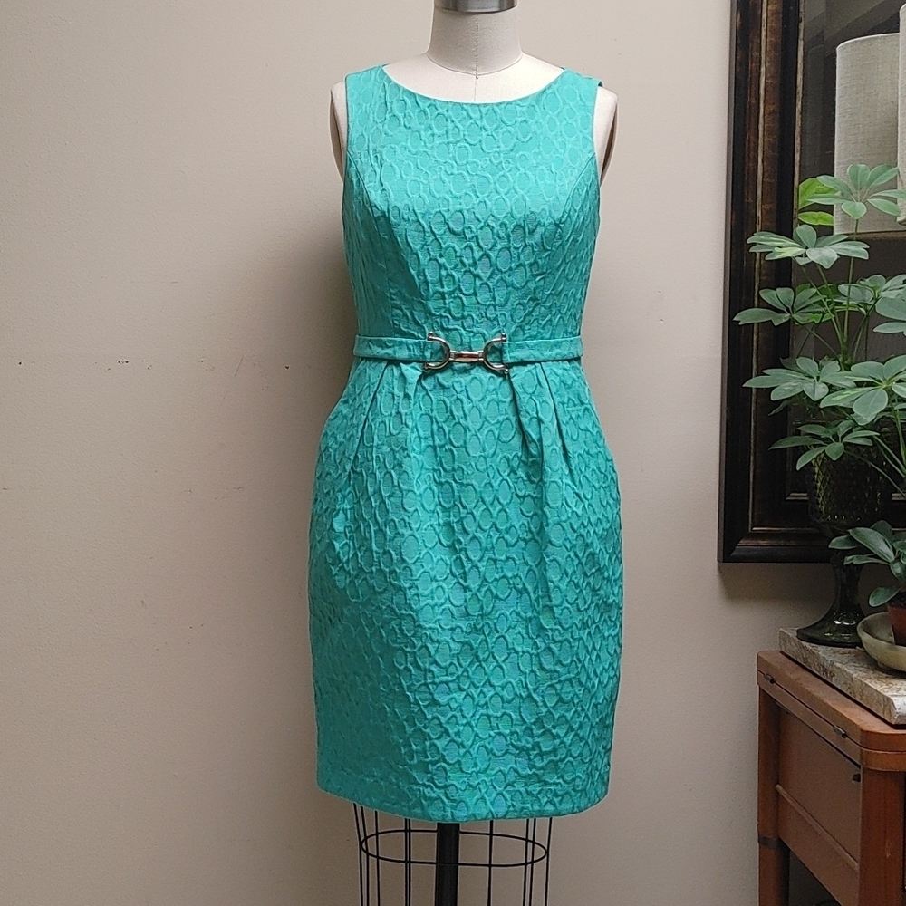 Jessica Howard Turquoise Embossed Dress 6